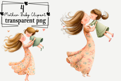 Whimsical Mother Baby Clipart Watercolor PNG Product Image 1