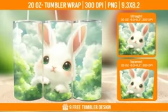 Cute Rabbit Seemless Tumbler Wrap Designs, Sublimation Wrap Product Image 1