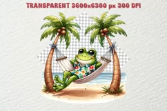 Cute Frog Summer Sublimation Design PNG|Sublimation Transpar Product Image 2
