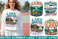 Retro Summer Lake T-Shirt PNG Product Image 1