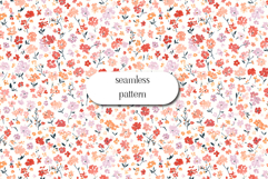 Coral pink floral seamless pattern ditsy flowers print Product Image 1
