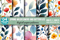 Spring Wildflowers and Butterflies Floral Pattern Digital Pa Product Image 7