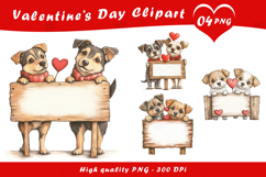 Valentine Day Cute Puppy Sign Clipart PNG Product Image 1
