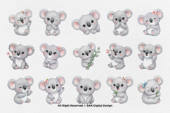 15 Bundle Watercolor Baby Koala Animal Sleeping Kids Cartoon Product Image 8