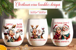 Christmas wine tumbler sublimation Funny old lady Santa PNG Product Image 1