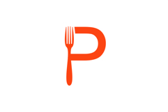 Letter P with Integrated Fork Food Logo Vector Product Image 1