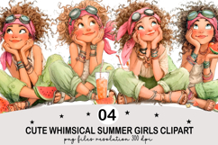 Cute Whimsical Summer Girls Clipart Product Image 1