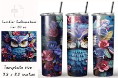 3D OWL Flowers Tumbler Wraps, 20 oz Skinny Tumbler Product Image 1