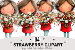 Strawberry girl Clipart PNG Watercolor PNG Product Image 1