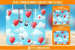 Cute Panda Tumbler Wrap Designs, Sublimation Wrap Product Image 1