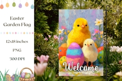 Welcome Garden Flag Design, Easter Chicks Garden Flag PNG Product Image 1