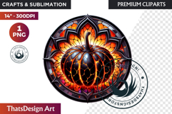 Halloween Gothic stained Glass Pumpkin Clipart Product Image 1