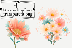 Whimsical Daisy Flower Clipart Watercolor png Product Image 1