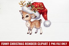 Funny Christmas Reindeer Clipart Bundle PNG Product Image 9