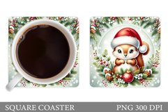 Cute Squirrel Coaster Design. Christmas Coaster Sublimation Product Image 1