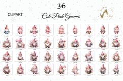 Watercolor Baby Pink Christmas Gnomes Clipart Set Product Image 2