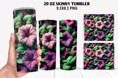 3D Flower Skinny Tumbler 20oz Wrap Design,Flowers Tumble PNG Product Image 1