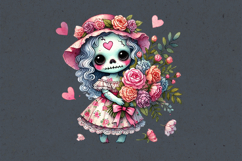 Watercolor Halloween Zombie Doll. PNG sublimation Product Image 3