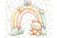 Pastel Plushie Rainbow Clipart PNG, Nursery Baby Animals Png Product Image 4