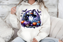 Spooky Vibes Halloween PNG, Haunted House Pumpkin Design Product Image 7