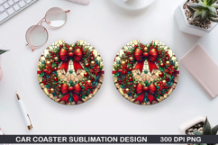 Christmas Car Coaster Sublimation| Christmas Coaster PNG Product Image 1
