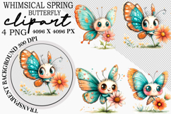 Whimsical Spring Butterfly Clipart Png Product Image 3