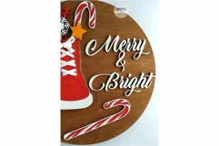 Merry and Bright Sign SVG | Christmas Door Hanger SVG file Product Image 5