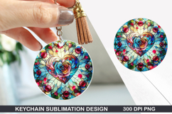 Flower Keychain Sublimation - Spring Keychain PNG Design Product Image 1