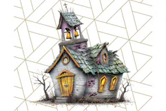 Halloween Buildings Clipart PNG, Haunted Houses Art Product Image 4