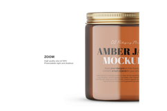 Amber Glass Jar - 4OZ With Editable Lid - PSD Mockup Product Image 8