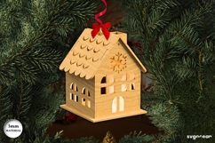 Christmas House Candle Holder SVG | Laser Cut | Glowforge Product Image 1