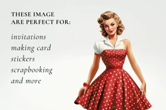 Retro woman clipart, Retro woman sublimation Product Image 2