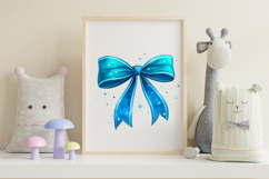 Neon Blue Glow Coquette Bow Clipart, neon blue bow Product Image 7