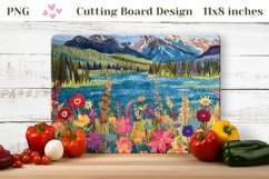 Mountains Cutting Board, Summer Flowers Cutting Board PNG Product Image 1