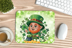 Cute Leprechaun with Shamrocks Mouse Pad PNG Sublimation Des Product Image 1
