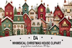 Whimsical Christmas House Clipart Watercolor PNG Product Image 1