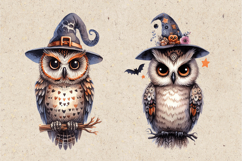 Watercolor Halloween Owls. PNG sublimation BUNDLE Product Image 9