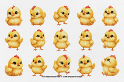 15 Bundle Watercolor Cute Chicks Yellow Chicken Easter Farm Product Image 8