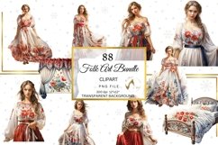 Floral Folk Art Clipart Bundle, Floral Clipart Bundle Product Image 8