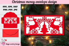 Christmas deer Money Envelope svg, Papercut Gift Card Product Image 2