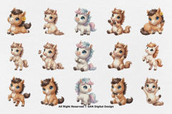 15 Bundle Watercolor Cute Horse Baby Foal Pony Unicorn Product Image 8