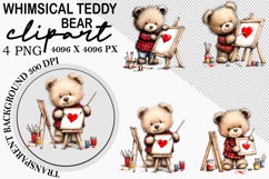 Whimsical Teddy Bear Clipart Watercolor png Product Image 3