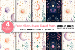 Pastel Glitter Stripes Digital Paper JPG Product Image 1
