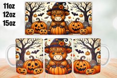 Halloween Highland Cow Mug Wrap Sublimation 11oz, 12oz, 15oz Product Image 1