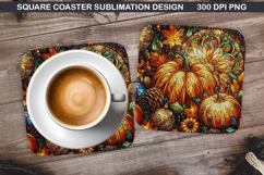 Pumpkin Coaster Sublimation, Halloween Coaster PNG Design Product Image 1