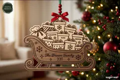 Santa Sleigh Ornament Laser Cut | Glowforge | SVG Product Image 1