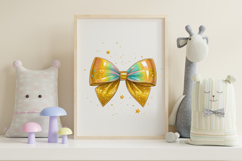 Holographic Gold Glitter Coquette Bow Clipart Product Image 7