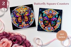 Butterfly Square Coasters Design, Butterfly Sublimation PNG Product Image 1