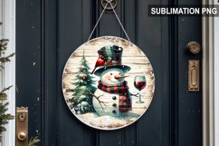 Blue Plaid Snowman Round Sign | Round Sublimation Design PNG Product Image 1