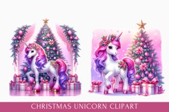 christmas unicorn clipart, cute christmas unicorn bundle Product Image 6